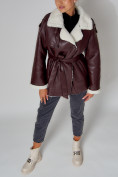 Купить Дубленка женская зимняя авиатор из овчины темно-коричневого цвета 3325TK, фото 17