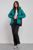 Купить Горнолыжная куртка женская зимняя темно-зеленого цвета 3327TZ, фото 11