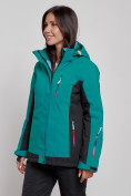 Купить Горнолыжная куртка женская зимняя темно-зеленого цвета 3327TZ, фото 3