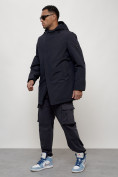 Купить Парка косуха мужская с капюшоном демисезонная темно-синего цвета 3329TS, фото 9