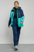 Купить Горнолыжная куртка женская зимняя бирюзового цвета 33307Br, фото 12