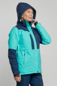 Купить Горнолыжная куртка женская зимняя бирюзового цвета 33307Br, фото 8