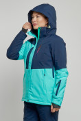 Купить Горнолыжная куртка женская зимняя бирюзового цвета 33307Br, фото 9