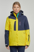 Купить Горнолыжная куртка женская зимняя желтого цвета 33307J
