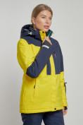 Купить Горнолыжная куртка женская зимняя желтого цвета 33307J, фото 2