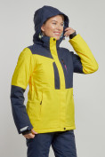 Купить Горнолыжная куртка женская зимняя желтого цвета 33307J, фото 4