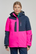 Купить Горнолыжная куртка женская зимняя розового цвета 33307R