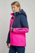 Купить Горнолыжная куртка женская зимняя розового цвета 33307R, фото 3