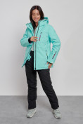 Купить Горнолыжная куртка женская зимняя бирюзового цвета 3331Br, фото 8