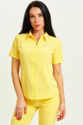 Купить Спортивная футболка поло женская желтого цвета 33412J