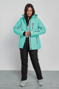 Купить Горнолыжная куртка женская зимняя бирюзового цвета 3350Br, фото 8