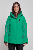 Купить Горнолыжная куртка женская зимняя зеленого цвета 3350Z