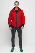 Купить Куртка спортивная мужская на резинке красного цвета 3367Kr