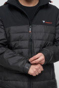 Купить Куртка спортивная мужская с капюшоном черного цвета 3368Ch, фото 12