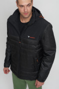 Купить Куртка спортивная мужская с капюшоном черного цвета 3368Ch, фото 6