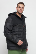 Купить Куртка спортивная мужская с капюшоном черного цвета 3368Ch, фото 7