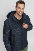 Купить Куртка спортивная мужская с капюшоном темно-синего цвета 3368TS, фото 11