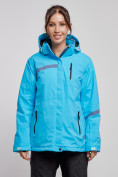 Купить Горнолыжная куртка женская зимняя большого размера голубого цвета 3382Gl