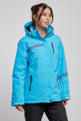 Купить Горнолыжная куртка женская зимняя большого размера голубого цвета 3382Gl, фото 3