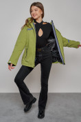 Купить Горнолыжная куртка женская зимняя большого размера цвета хаки 3382Kh, фото 10
