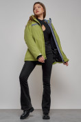 Купить Горнолыжная куртка женская зимняя большого размера цвета хаки 3382Kh, фото 12