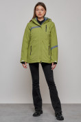 Купить Горнолыжная куртка женская зимняя большого размера цвета хаки 3382Kh, фото 13