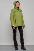 Купить Горнолыжная куртка женская зимняя большого размера цвета хаки 3382Kh, фото 19