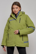 Купить Горнолыжная куртка женская зимняя большого размера цвета хаки 3382Kh, фото 2