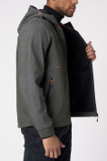 Купить Ветровка softshell мужская с капюшоном цвета хаки 3441Kh, фото 7