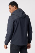 Купить Ветровка softshell мужская с капюшоном темно-синего цвета 3441TS, фото 11