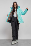 Купить Горнолыжная куртка женская зимняя большого размера бирюзового цвета 3507Br, фото 9