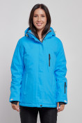 Купить Горнолыжная куртка женская зимняя большого размера синего цвета 3507S