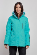 Купить Горнолыжная куртка женская зимняя большого размера зеленого цвета 3507Z