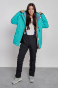 Купить Горнолыжная куртка женская зимняя большого размера зеленого цвета 3507Z, фото 8
