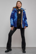 Купить Горнолыжная куртка женская зимняя большого размера темно-синего цвета 3517TS, фото 10