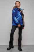 Купить Горнолыжная куртка женская зимняя большого размера темно-синего цвета 3517TS, фото 11