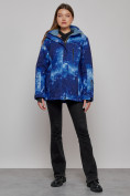 Купить Горнолыжная куртка женская зимняя большого размера темно-синего цвета 3517TS, фото 12