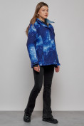 Купить Горнолыжная куртка женская зимняя большого размера темно-синего цвета 3517TS, фото 14