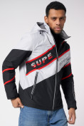 Купить Куртка спортивная мужская с капюшоном черного цвета 3583Ch, фото 4