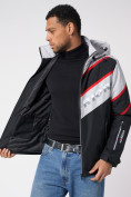 Купить Куртка спортивная мужская с капюшоном черного цвета 3583Ch, фото 14