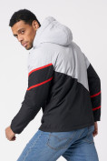 Купить Куртка спортивная мужская с капюшоном черного цвета 3583Ch, фото 2
