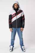 Купить Куртка спортивная мужская с капюшоном черного цвета 3583Ch, фото 7