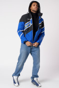 Купить Куртка спортивная мужская с капюшоном синего цвета 3583S, фото 6
