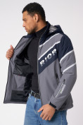 Купить Куртка спортивная мужская с капюшоном серого цвета 3583Sr, фото 10