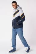 Купить Куртка спортивная мужская с капюшоном темно-синего цвета 3583TS, фото 2