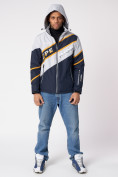 Купить Куртка спортивная мужская с капюшоном темно-синего цвета 3583TS, фото 4