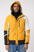 Купить Куртка спортивная мужская с капюшоном желтого цвета 3589J