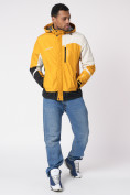 Купить Куртка спортивная мужская с капюшоном желтого цвета 3589J, фото 6