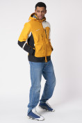 Купить Куртка спортивная мужская с капюшоном желтого цвета 3589J, фото 7