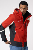 Купить Куртка спортивная мужская с капюшоном красного цвета 3589Kr, фото 4